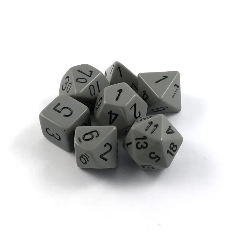 chessex opaque dark grey black 7 die set