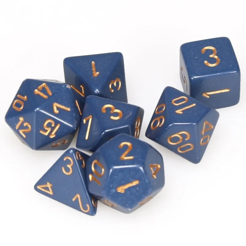 dusty blue copper polyhedral dice set 7pcs by