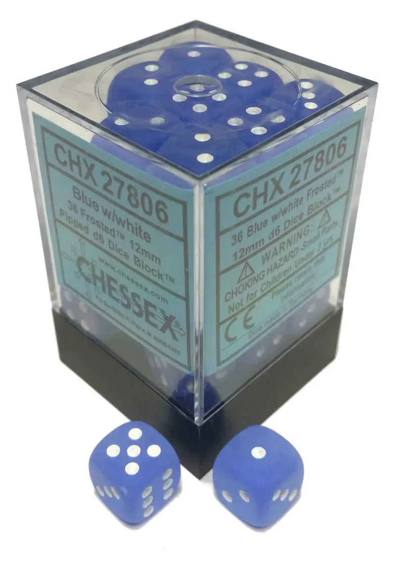 frost blue white 36 piece d6 dice set by