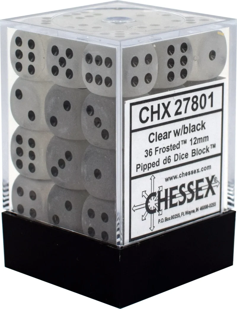 frost clear black 36 piece d6 dice set by